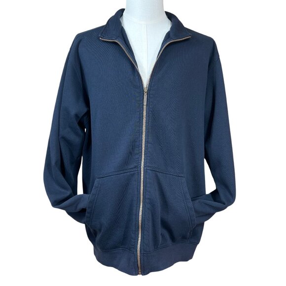 L.L. Bean Men's Blue Full Zip Mock Neck Sweatshirt Jacket Size L Tall - Picture 1 of 10